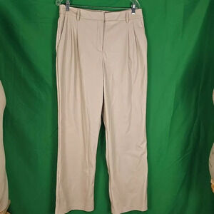 NWT House Of‎ Harlow Womens 1960 Beige Vegan Leather Wide Leg Pants 12